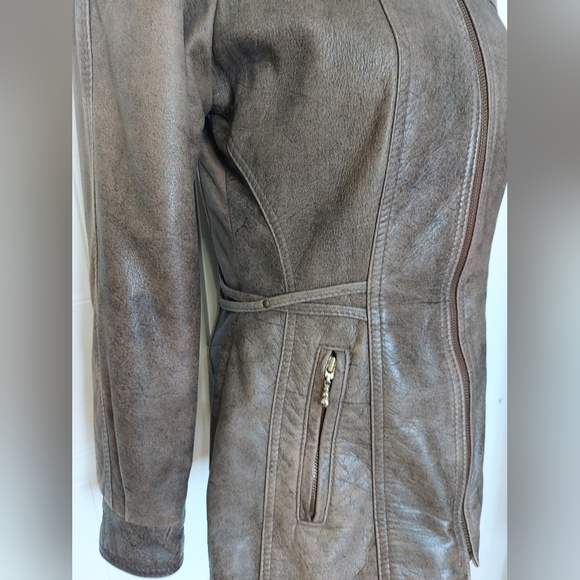 Brown Leather Jacket Medium New - Picture 6 of 7